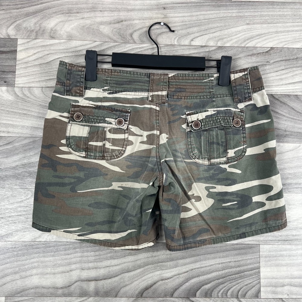 Vintage Havana‎ Cargo Shorts Women's Large Green Camo Cotton Low-Rise Button-Fly - Picture 2 of 16